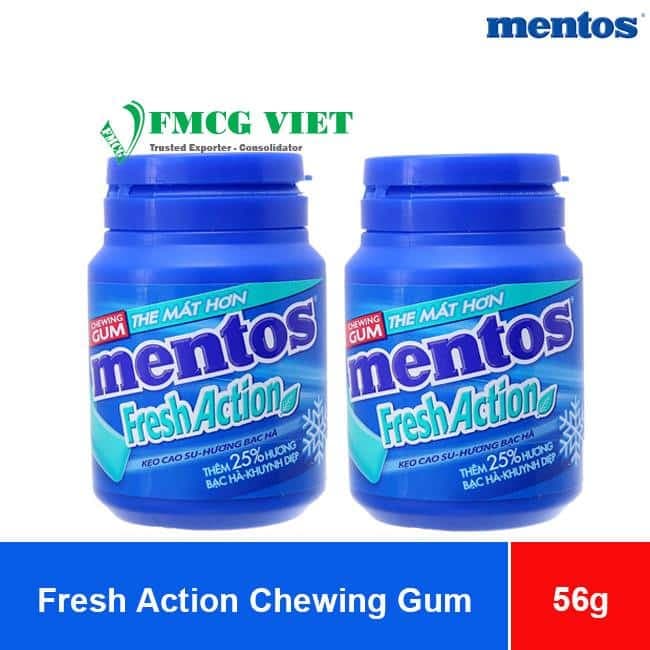 Mentos Fresh Action Chewing Gum (1.4g x 40 Tablets) 56g x 6 Jars x 12 Boxes wholesale product