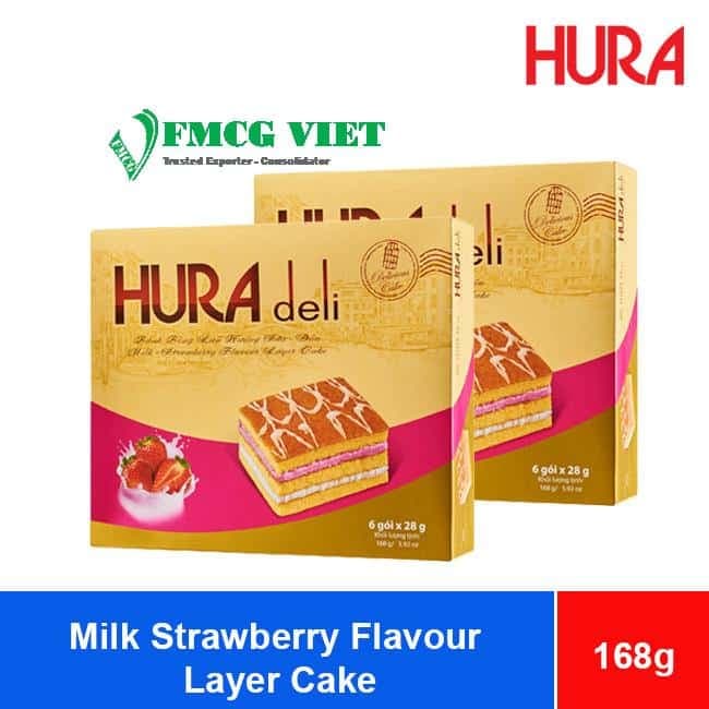 Bibica Hura Deli Milk Strawberry Flavour Layer Cake 168g x 10 Boxes wholesale product