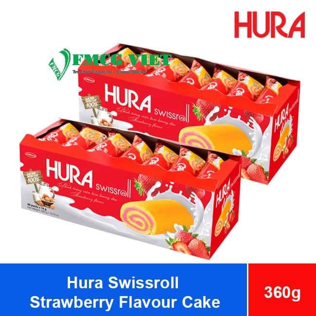Bibica Hura Swissroll Strawberry Flavour Cake 360g x 12 Boxes wholesale product