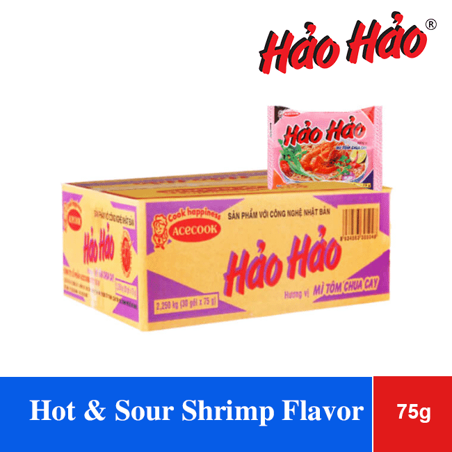 Hao Hao Instant Noodles Hot & Sour Shrimp Flavor Bag 75gx30 wholesale product