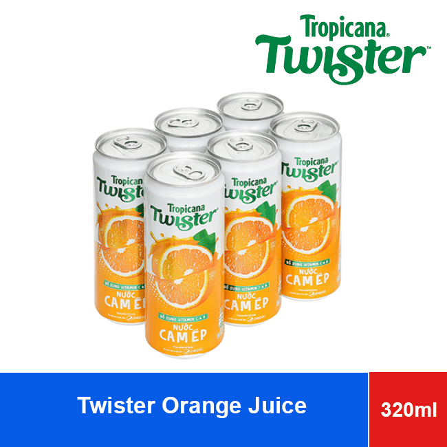Tropicana Twister Orange Juice Drink Sleek Can 320ml x 24 Bottles wholesale product
