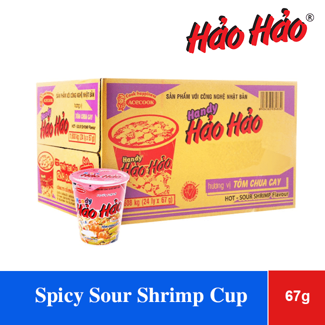 Hao Hao Instant Noodles Spicy Sour Shrimp Cup 67g x24 wholesale product