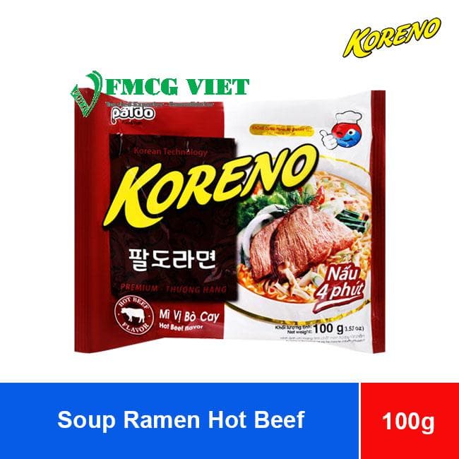 Koreno Instant Noodles Hot Beef 100g x 24 Bags wholesale product