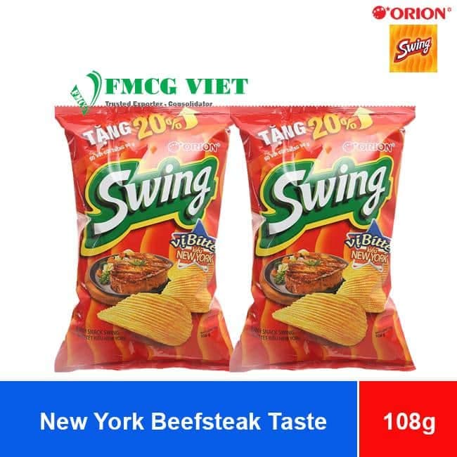Orion Swing Potato Chips Snack New York Beefsteak Taste 108g x 32 Bags wholesale product