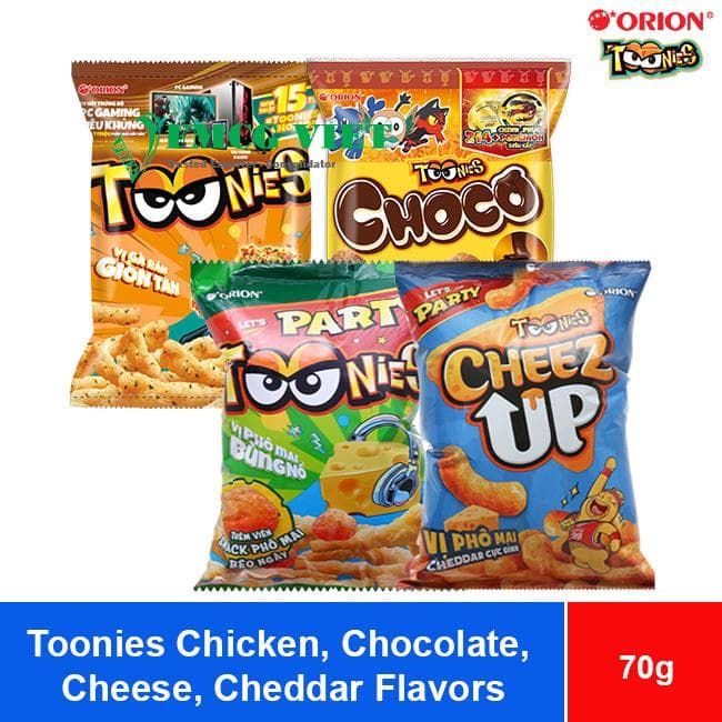 Orion Snack Toonies Chocolate, Cheddar, Chicken, Cheese Flavors 70g x 30 Bags wholesale product