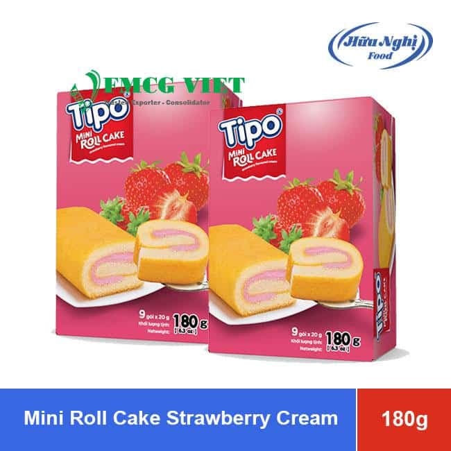 Tipo Mini Roll Cake Strawberry Cream 180g x 24 Boxes wholesale product