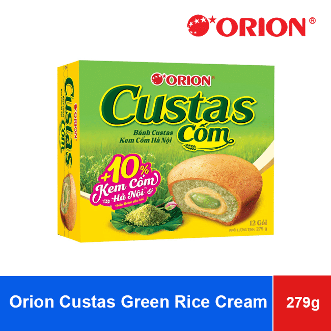 Orion Custas Green Rice Cream Soft Cake (23g x 12 packs) 276g x 8 Boxes wholesale product