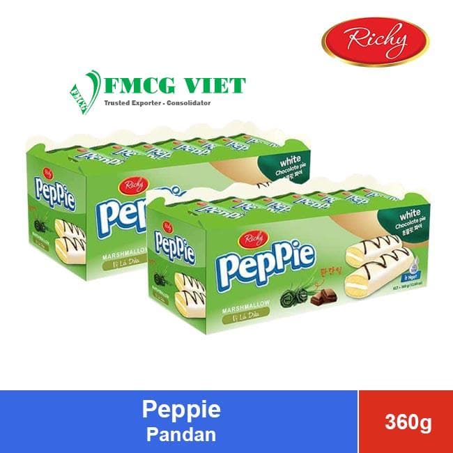 Peppie White Chocolate Pie Pandan Flavor 360g x 12 Trays wholesale product