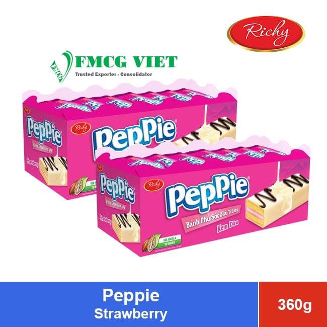 Peppie White Chocolate Pie Strawberry 360g x 12 Trays wholesale product