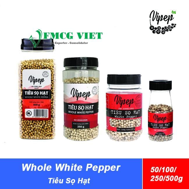 Vipep Whole White Pepper 50g, 100g, 250g, 500g wholesale product
