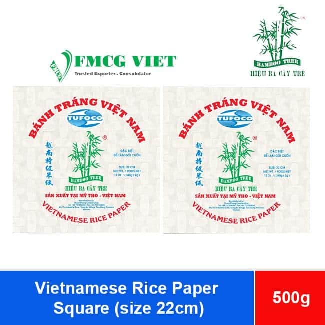 Bamboo Tree Hieu Ba Cay Tre Vietnamese Rice Paper Square (size 22cm) 500g x 30 Bags (Bánh Tráng Vuông Hiệu Ba Cây Tre) wholesale product