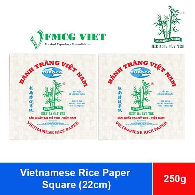 Bamboo Tree Hieu Ba Cay Tre Vietnamese Rice Paper Square (size 22cm) 250g x 60 Bags (Bánh Tráng Vuông Hiệu Ba Cây Tre) wholesale product