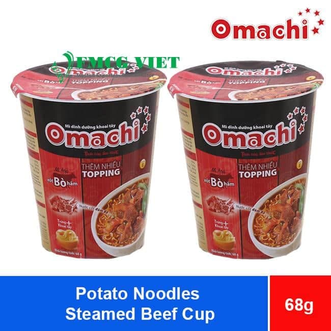 Omachi Potato Noodles Steamed Beef 68g x24 Cups wholesale product