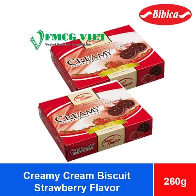 Bibica Creamy Cream Biscuit Strawberry Flavor 260g x 10 Boxes wholesale product