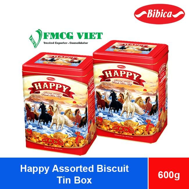 Bibica Happy Assorted Biscuit 600g x 6 Tin Boxes wholesale product