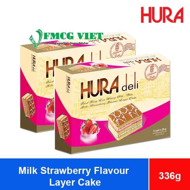 Bibica Hura Deli Milk Strawberry Flavour Layer Cake 336g x 10 Boxes wholesale product