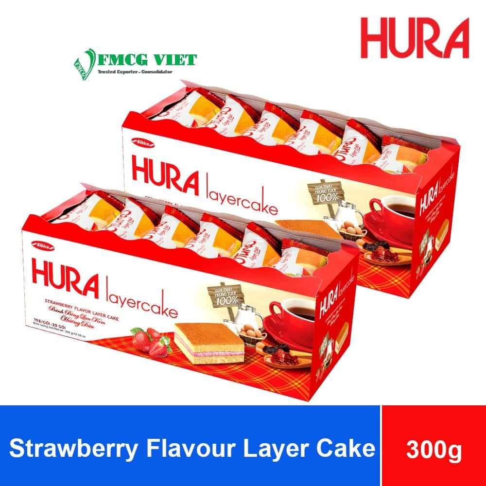 Bibica Hura Strawberry Flavour Layer Cake 300g x 12 Boxes wholesale product