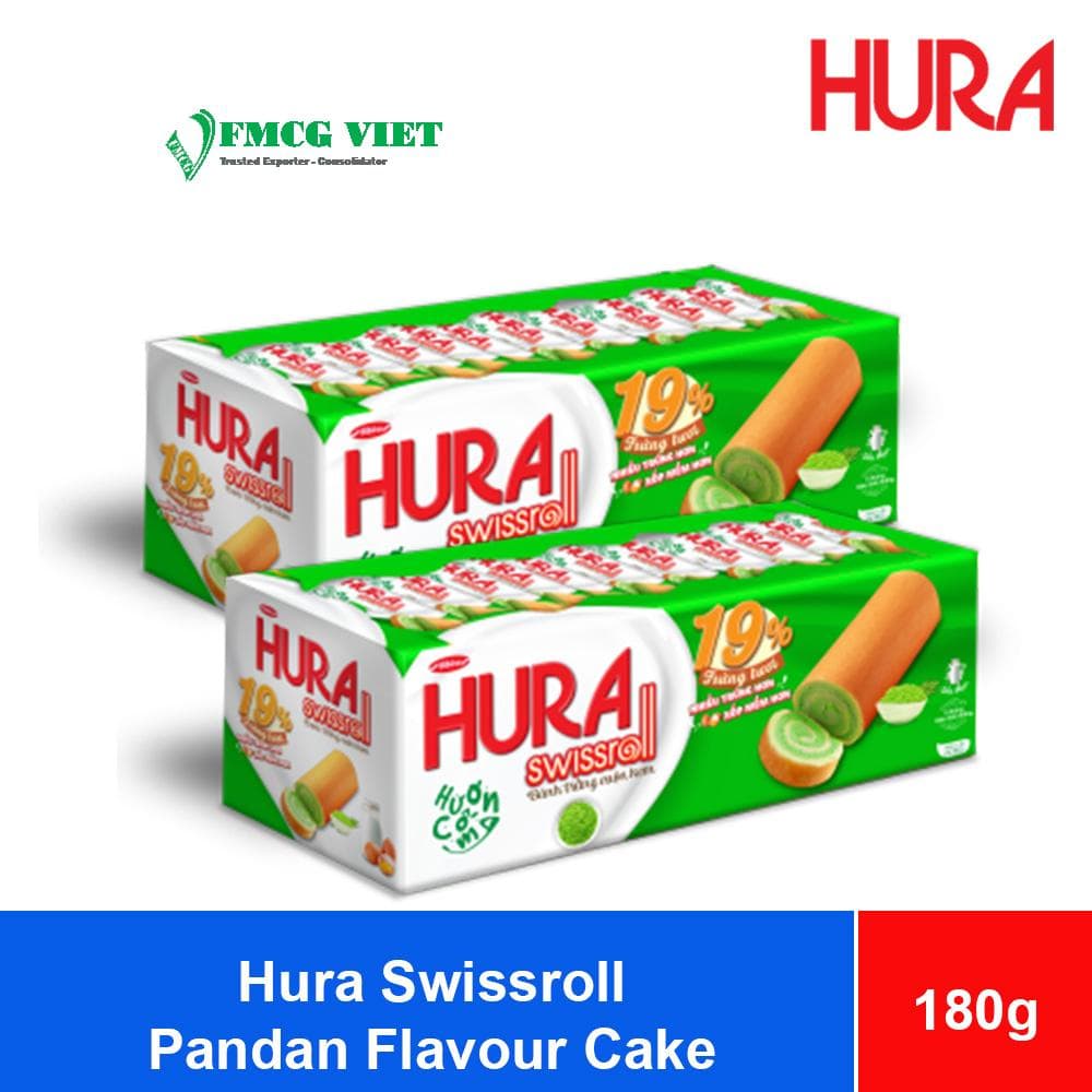 Bibica Hura Swissroll Pandan Flavour Cake 180g x 18 Boxes wholesale product