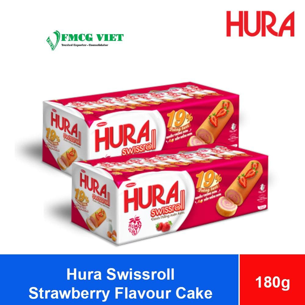 Bibica Hura Swissroll Strawberry Flavour Cake 180g x 18 Boxes wholesale product