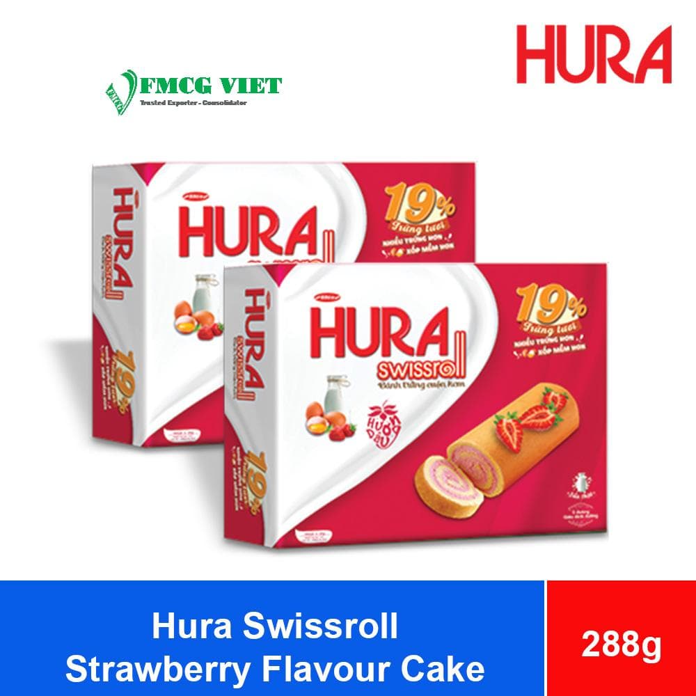 Bibica Hura Swissroll Strawberry Flavour Cake 288g x 10 Boxes wholesale product