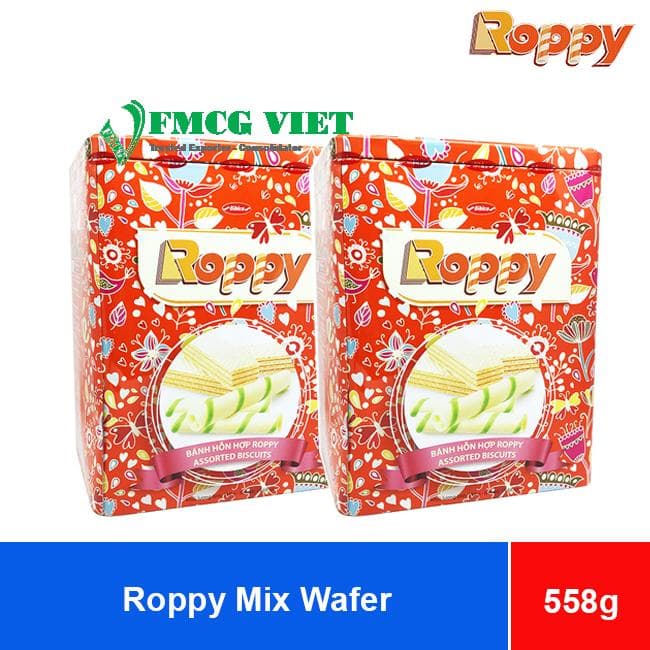 Bibica Roppy Mix Strawberry And Pandan Flavor Wafer 558g x 12 Tin Boxes wholesale product