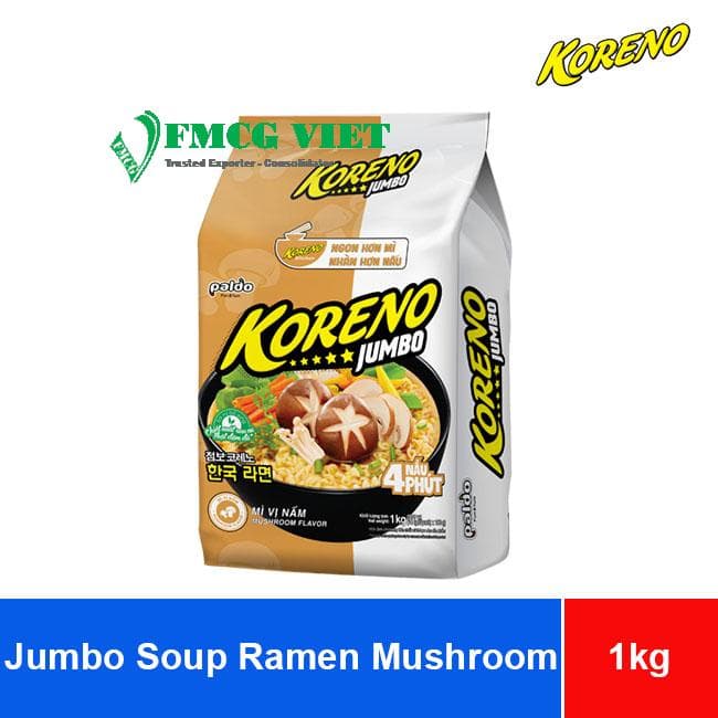 Koreno Jumbo Soup Ramen Noodles Mushroom Flavor 1kg x 10 Bags wholesale product
