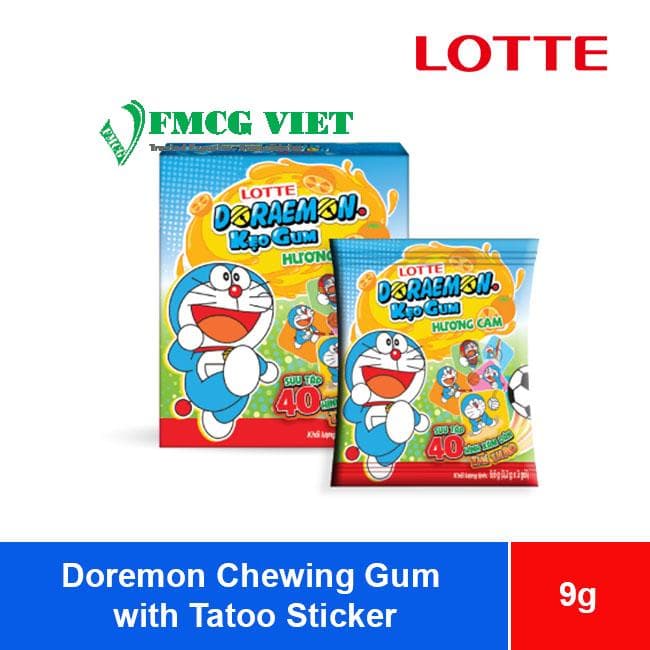 Lotte Doremon Chewing Gum with Tatoo Sticker 9g wholesale product