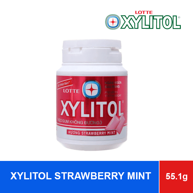 Lotte Xylitol Chewing Gum Jar 55.1g Strawberry Mint wholesale product