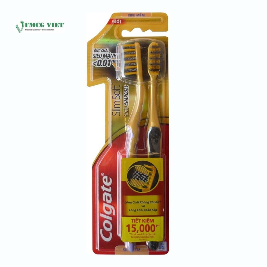 Colgate Toothbrush Gold Charcoal Slim Soft Pack 2 wholesale product