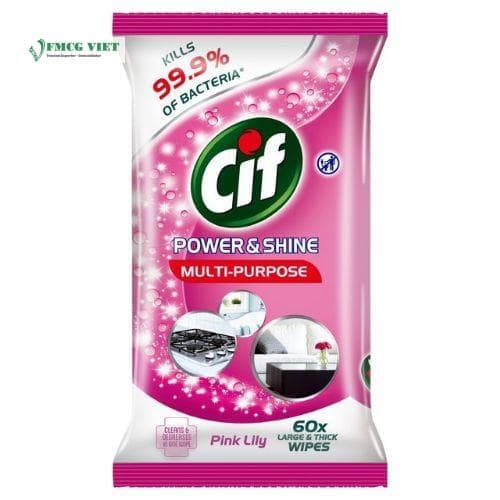 Cif Surface Cleaner Wipes 60pcs Multipuporse Power & Shine Pink Lily wholesale product