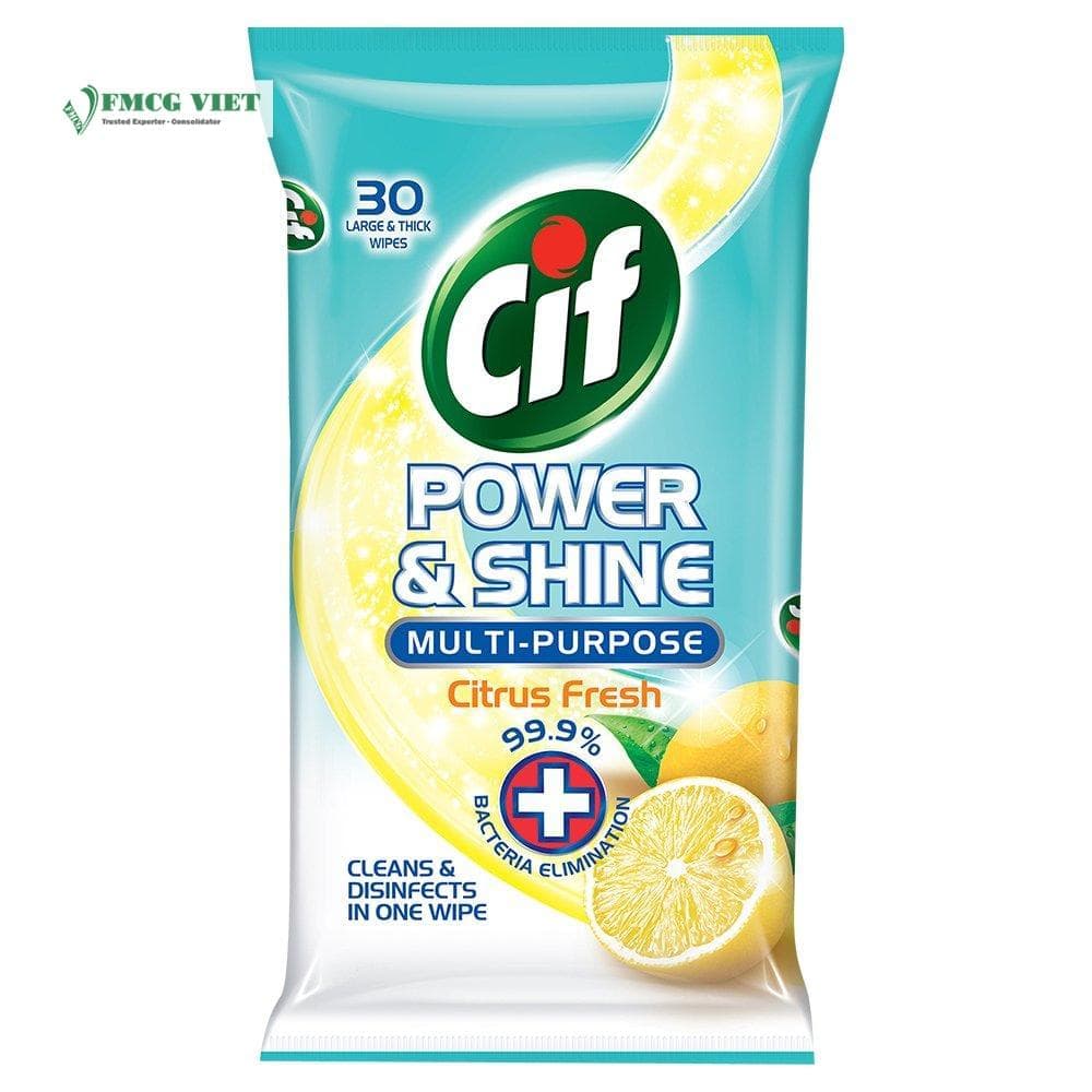 Cif Surface Cleaner Wipes 30pcs Multipurpose Power & Shine Citrus Fresh wholesale product