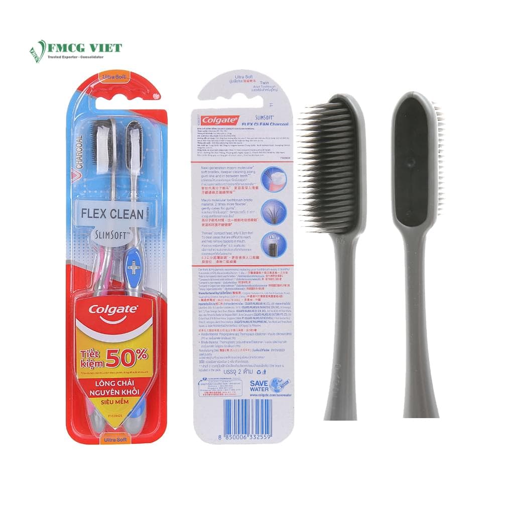 Colgate Toothbrush Charcoal Flex Clean Ultra Soft Pack 2 wholesale product