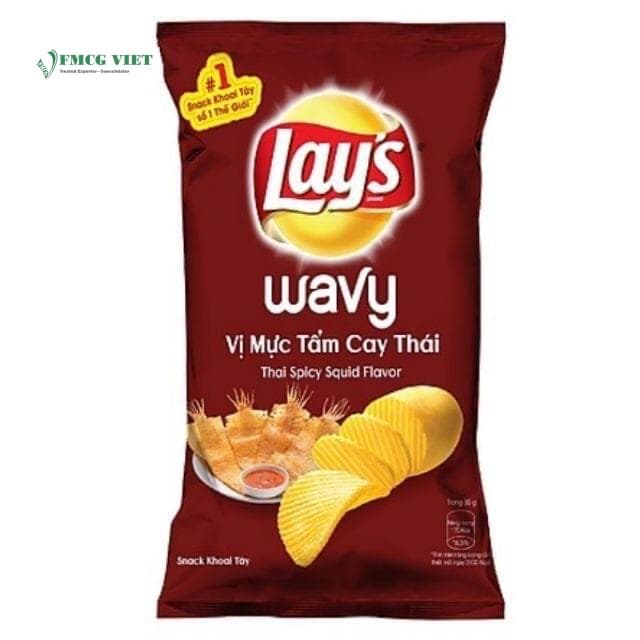 Lay’s Wavy Potato Chips Thai Spicy Squid Flavor 95g x 40 wholesale product