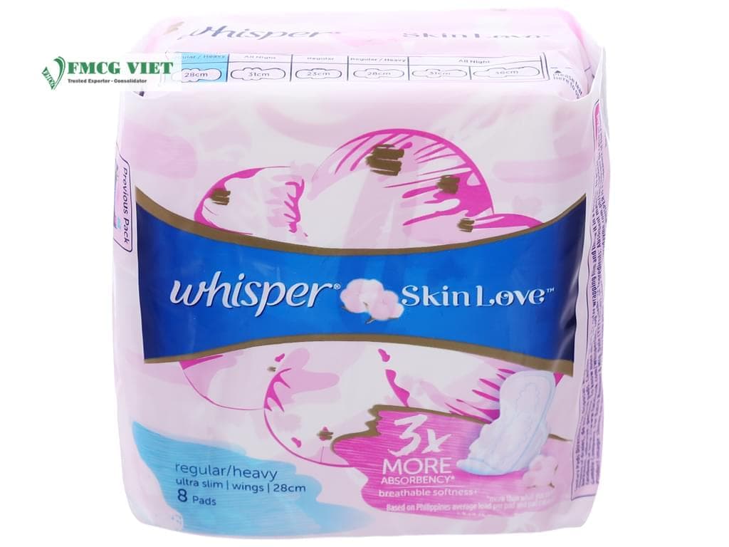 Whisper Skin Love Sanitary Pad Block 8 Ultra Thin Wings x24 wholesale product