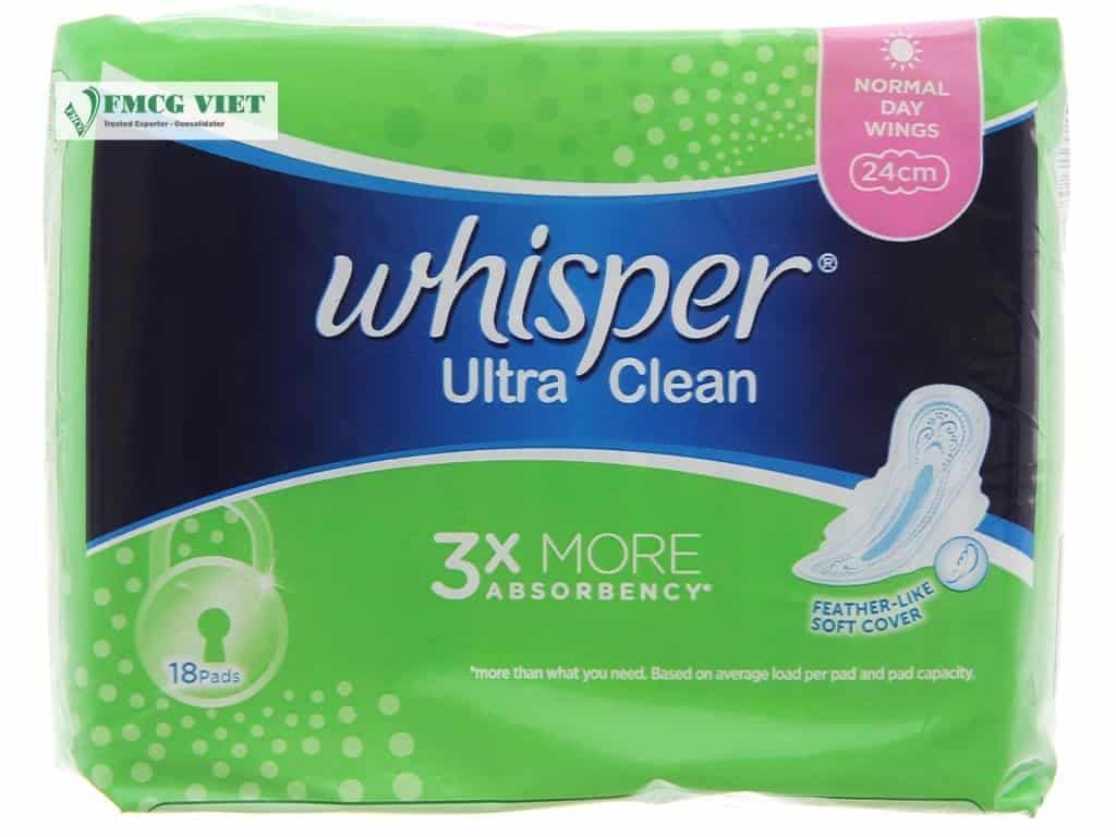Whisper Ultra Clean Sanitary Pad Block 18 Wings x24 wholesale product