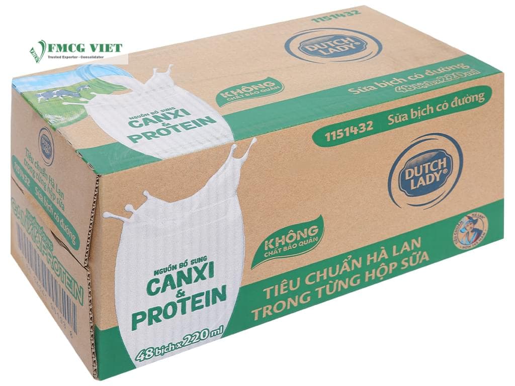 Dutch Lady UHT Sweetened Fresh Milk Bag 220mlx48 Canxi and Protein wholesale product