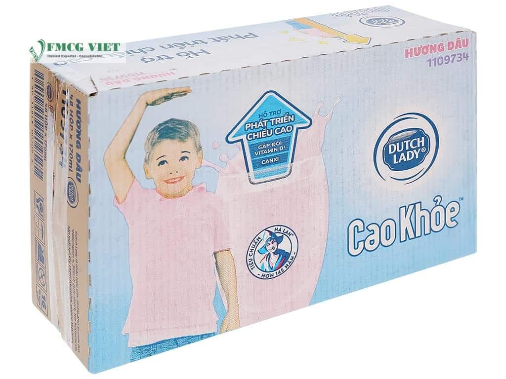 Dutch Lady UHT Strawberry Flavored Milk Box 170mlx48 Cao Khoe wholesale product