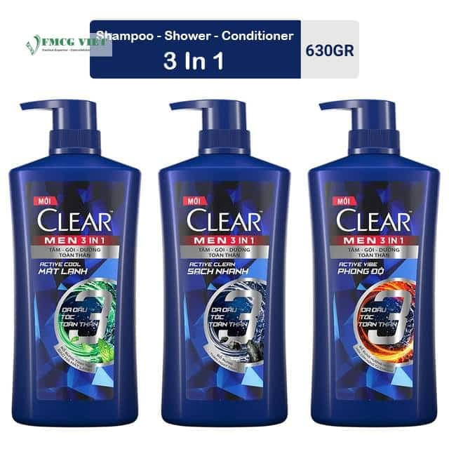 Clear Men Shampoo Shower Gel 2 in 1 Bottle 630ml All Variants x8 wholesale product