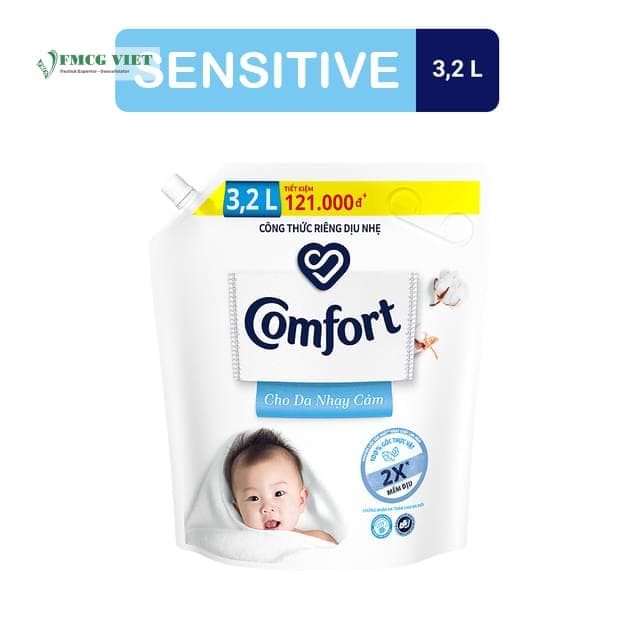Comfort Fabric Conditioner Pouch 3.2L White Sensitive Skin x4 (VN) wholesale product
