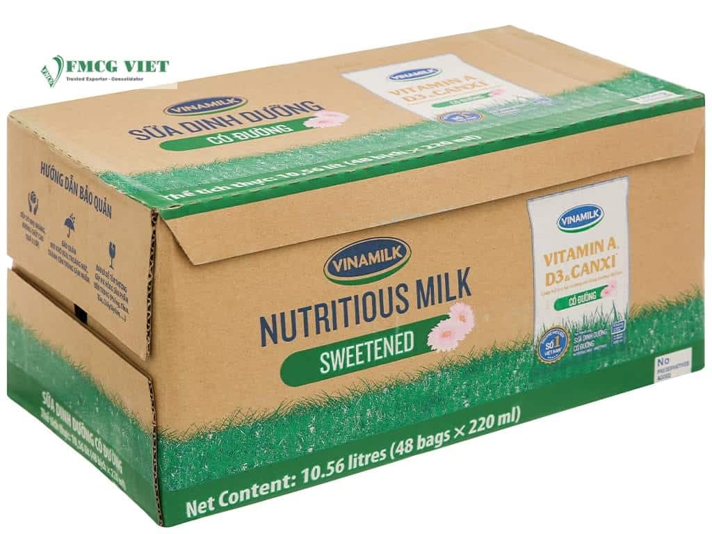 Vinamilk UHT Sweeten Fresh Milk Bag 220ml x48 wholesale product