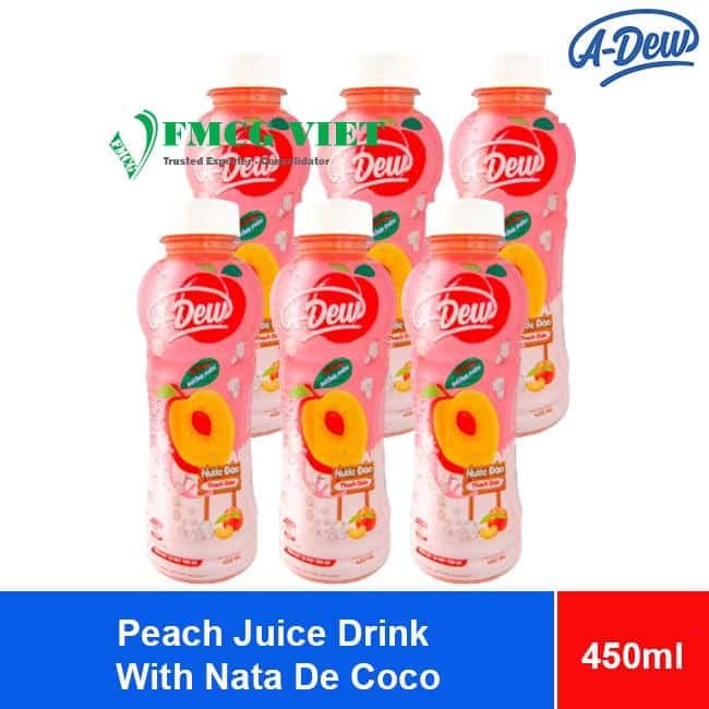 Lai Phu A-Dew Peach Juice Drink With Nata De Coco 450ml x 24 Bottles wholesale product