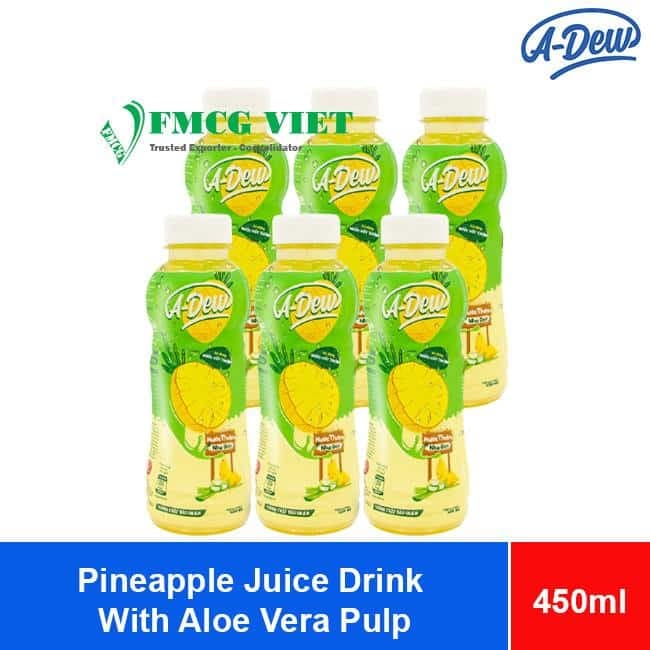 Lai Phu A-Dew Pineapple Juice Drink With Aloe Vera Pulp 450ml x 24 Bottles wholesale product