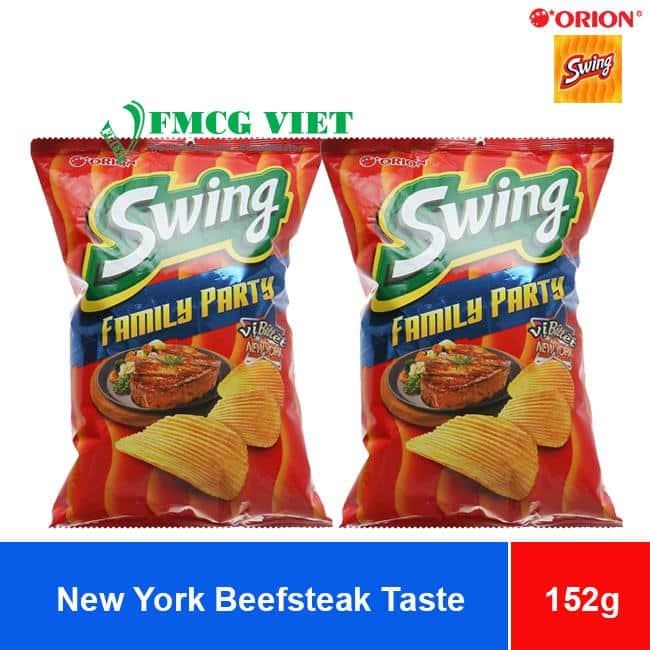 Orion Swing Potato Chips Snack Family Party New York Beefsteak Taste 152g x 20 Bags wholesale product