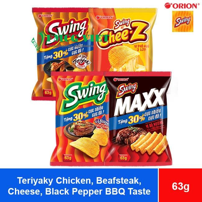 Orion Swing Snack Potato Chips Teriyaky Chicken, Beafsteak, Cheese, Black Pepper BBQ Taste 63g x 40 Bags wholesale product
