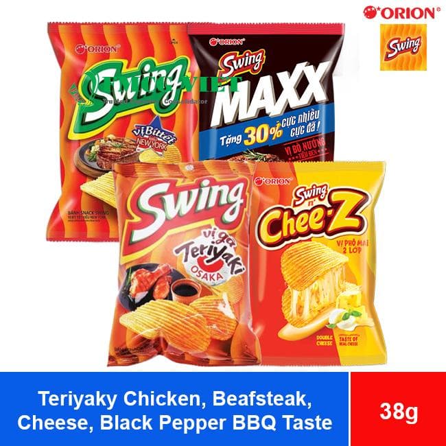 Orion Swing Snack Potato Chips Teriyaky Chicken, Beafsteak, Cheese, Black Pepper BBQ Taste 38g x 80 Bags wholesale product