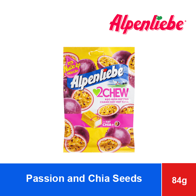 Alpenliebe Passion Fruit and Chia Seeds Flavor Candy 2Chew Chewy 84gx 24 Bags wholesale product