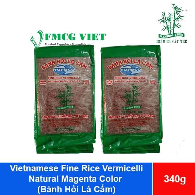 Bamboo Tree Hieu Ba Cay Tre Fine Rice Vermicelli Natural Magenta Color 340g x 40 Bags (Bánh Hỏi Lá Cẩm) wholesale product