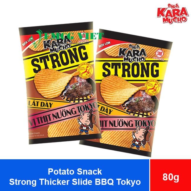 Koikeya Karamucho Potato Snack Strong Thicker Slide BBQ Tokyo Flavor 80gr x 40 Bags wholesale product