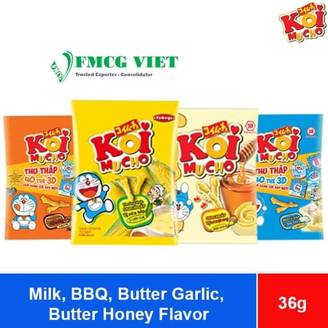 Koikeya Koimucho Corn Snack Milk, BBQ, Butter Garlic, Butter Honey Flavor 36gr x 80 Bags wholesale product