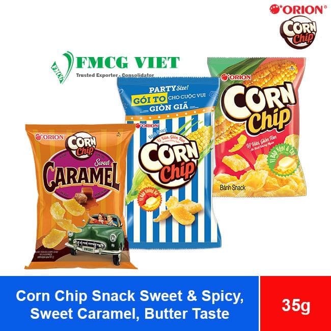 Orion Corn Chip Snack Sweet & Spicy, Sweet Caramel, Butter Taste 35g x 80 Bags wholesale product